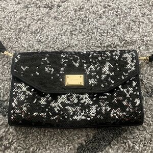 Calvin Klein Black and Silver Sequin Wristlet